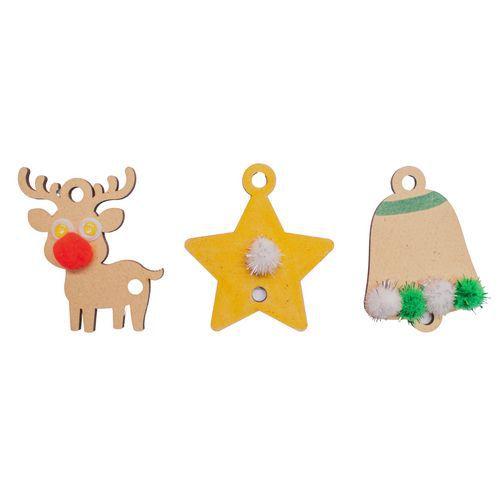 Illustration de : Assortiment 54 formes de Noel en bois (6 formes)