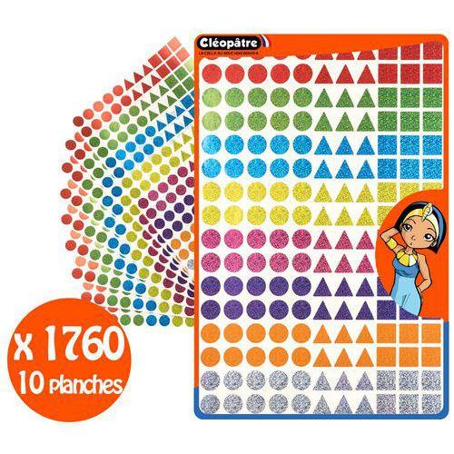 Illustration de : Pochette 10 f A4 1760 gommettes géométriques holographiques -Cléopâtre