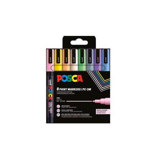 Illustration de : Set de 8 markers pointe conique fine Couleurs pastel - Posca