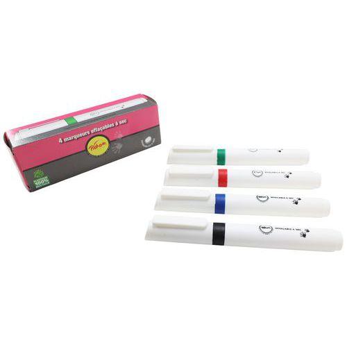 Illustration de : Boite de 4 marqueurs effaçables à sec pointe biseautée - Pichon