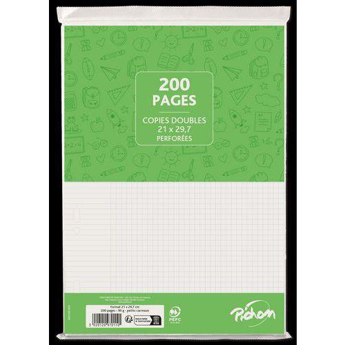 Illustration de : Etui 50 copies doubles 200 pages 90g A4 perforées 5x5 - Pichon