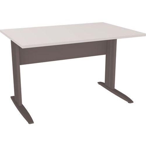 Illustration de : Table en pied L avec carter L120 cm - Idol - Eol