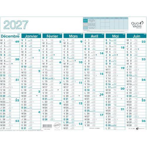 Illustration de : Calendrier banque Classic - 27x21 cm - Année 2027 - Quo Vadis
