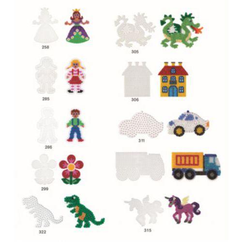 Illustration de : Lot de 10 plaques préformées pour perles midi thèmes assortis - Hama