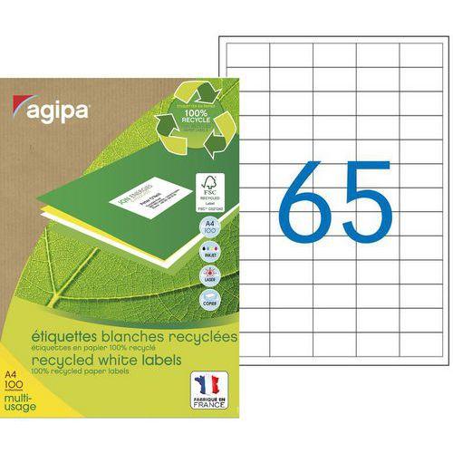 Illustration de : Boîte de 6500 étiquettes blanches adhésives 38 x 21,2 mm - Agipa