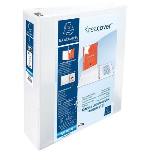 Illustration de : Classeur polypro personnalisable blanc A4 maxi dos 9 cm - Exacompta