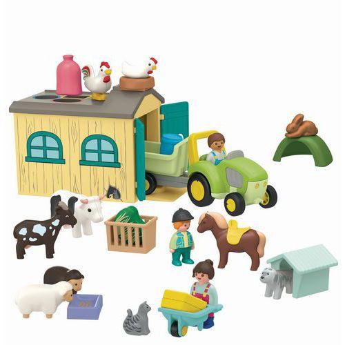 Illustration de : Ferme avec tracteur et animaux - Playmobil