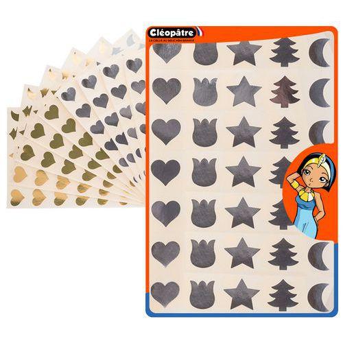 Illustration de : Pochette 24 planches A4 soit 840 gommettes prédécoupées - Cleopatre