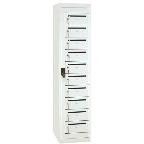 Illustration de : Armoire courrier 10 cases sur socle - largeur 400 mm - Manutan Expert