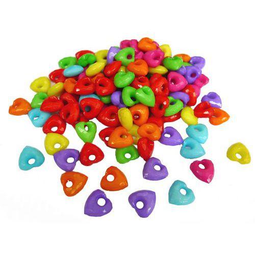 Illustration de : Perles plastique cœur opaque multicolores x 380 - Innspiro
