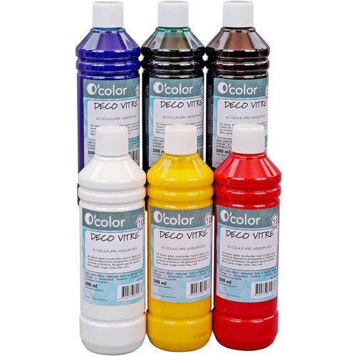 Illustration de : Peinture Décovitre coffret 6x500 ml couleurs assorties - O-Color