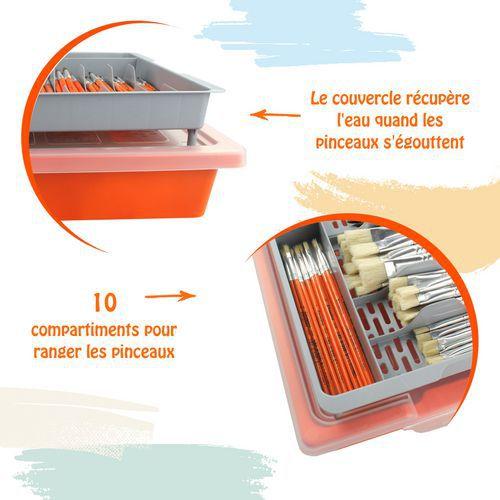 Illustration de : Mallette de rangement égouttoir + 100 pinceaux - Cleopatre
