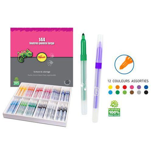 Illustration de : Schoolpack 144 feutres dessin pointe large - Pichon