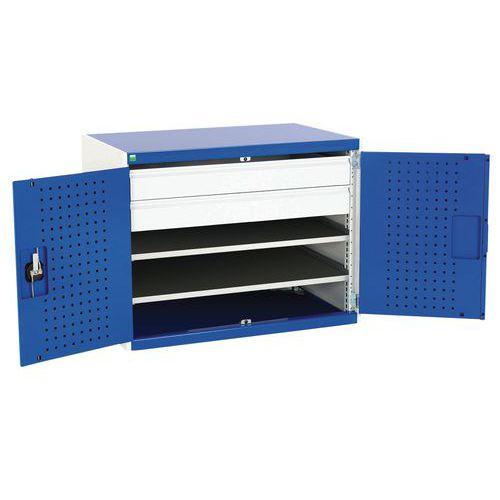 Illustration de : Armoire basse Perfo SMF - tablette et tiroir - Bott