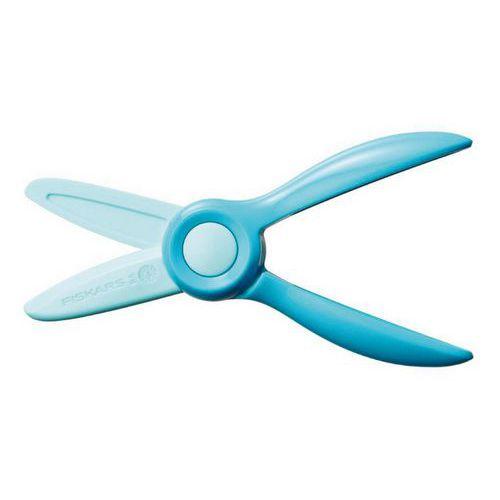 Illustration de : Ciseaux bouts ronds débutants 11 cm ambidextre coloris bleu - Fiskars