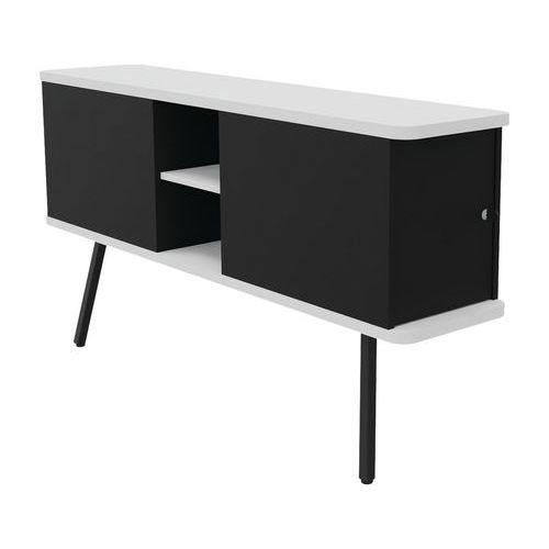 Illustration de : Caisson suspendu Alto Duo noir 2 pieds 2 portes 1 niche Buronomic