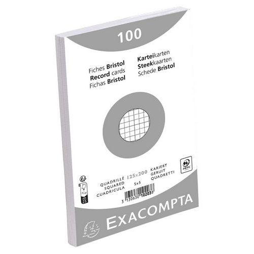 Illustration de : Fiches bristol quadrillé 5x5 non perforé 125 x 200mm blanc - Exacompta