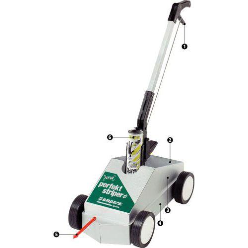Illustration de : Traçeuse de lignes Perfekt Striper®+ 1 aérosol Traffic extra blanc - Ampère