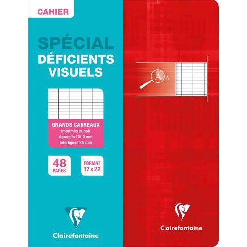 Illustration de : Cahier 90g 48pages seyes 2,5 mm agrandi 10/10 17x22cm - Clairefontaine