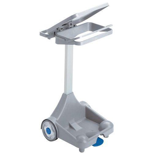 Illustration de : Chariot porte-sac poubelle avec couvercle et pédale - 120 L - Manutan Expert