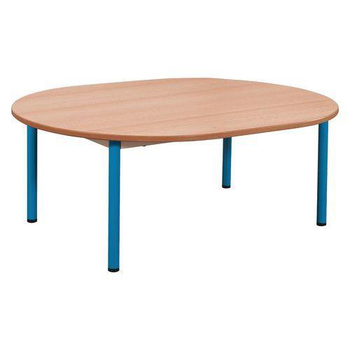 Illustration de : Table fixe Chloé plateau hêtre 4 pieds ovale - Mobidecor