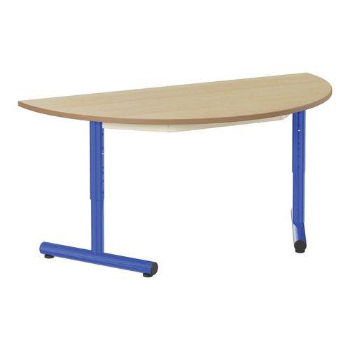 Illustration de : Table réglable Chloé 1/2 lune dégag. latéral plateau beige - Mobidecor