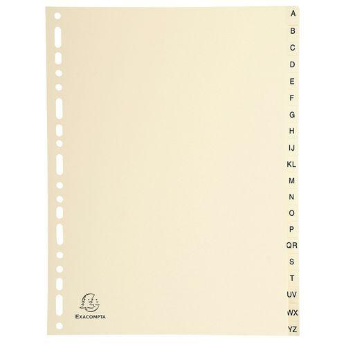 Illustration de : Intercalaires carte peau 155g 20 positions de a à z A4