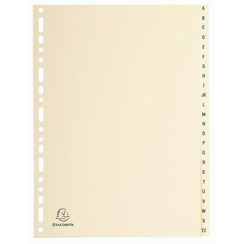 Illustration de : Intercalaires carte peau 155g 24 positions de a à z A4