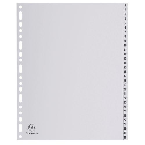 Illustration de : Intercalaires numériques pp gris 31 positions - a4 maxi