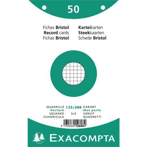 Illustration de : Paquet 50 fiches sous film quadrillé 5x5 perforé 125x200mm