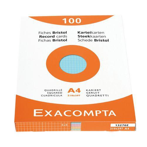 Illustration de : Étui de 100 fiches quadrillé 5x5 non perforé 210x297mm