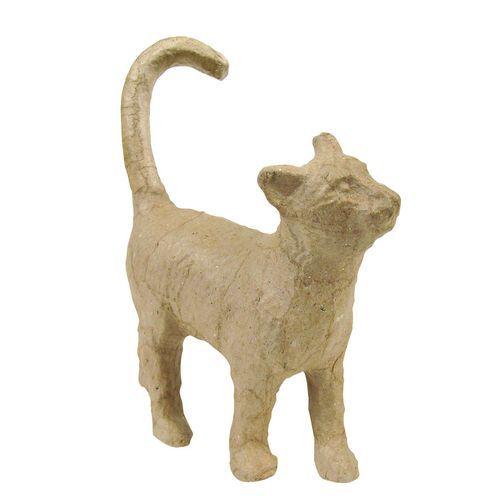 Illustration de : Chat marchant 12 cm en papier mâché à décorer - Décopatch