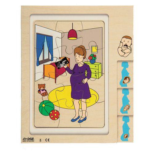 Illustration de : Puzzle maman bébé 4 niveaux - Rolf