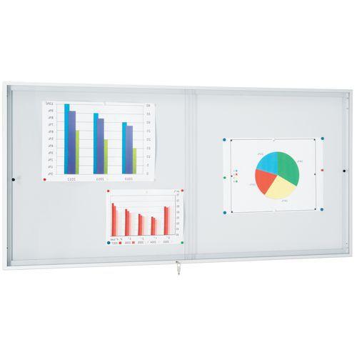 Illustration de : Vitrine d'intérieur portes coulissantes - Fond aluminium - Porte en plexiglass