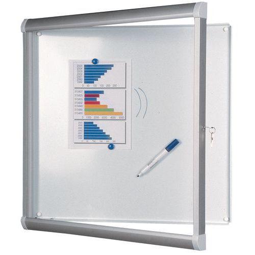 Illustration de : Vitrine d'intérieur Design - Fond aluminium - Porte en verre de sécurité