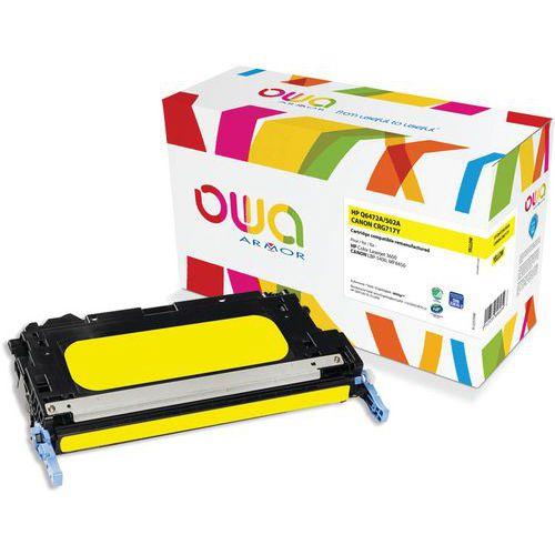 Illustration de : Toner remanufacturé HP Q6472A - Canon 717Y - Jaune - Owa