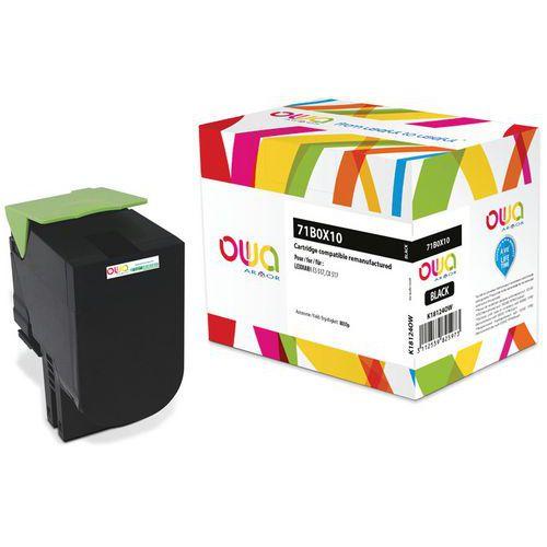 Illustration de : Toner remanufacturé Lexmark 71B0X10 - Noir - Owa