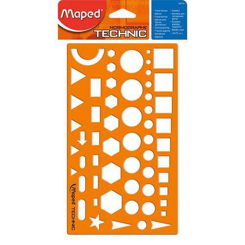 Illustration de : Normographe Technic trace-formes - Maped