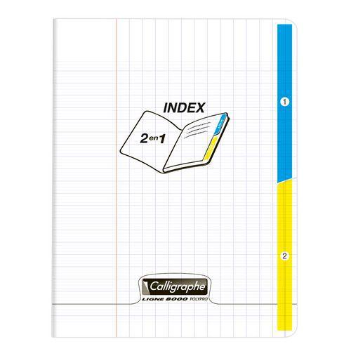 Illustration de : Cahier piqué 2 index 8000 polypro Seyès 96p - Calligraphe