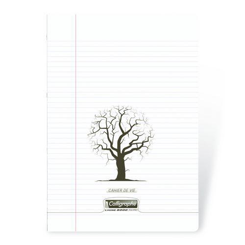 Illustration de : Cahier de vie piqué 24x32 cm Ligné + marge Uni - Calligraphe