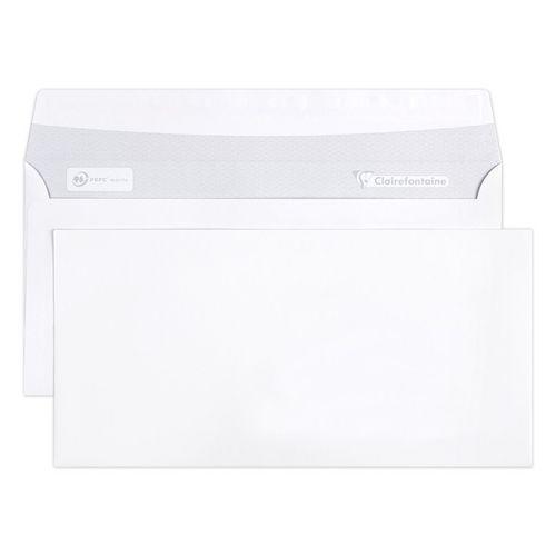 Illustration de : Enveloppes extra blanc 110x220 90g - Clairefontaine