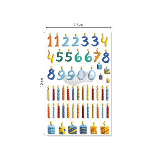 Illustration de : Etui 35 stickers 3d cooky 1 planche bougies - Maildor