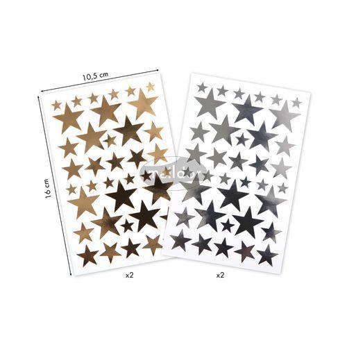 Illustration de : Etui 152 gommettes initial or/argent, étoiles - Maildor