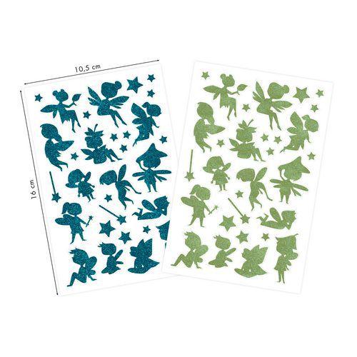 Illustration de : Etui 60 gommettes glitty fées - Maildor