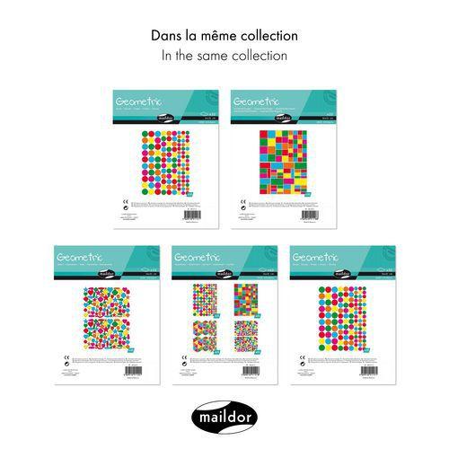 Illustration de : Etui 1800 gommettes géométriques carrés/rectangles - Maildor