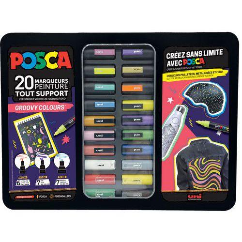 Illustration de : Mallette 20 marqueurs Groovy Colour couleurs festives - Posca