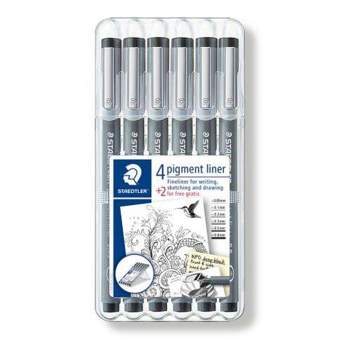 Illustration de : Etui 6 feutres pigment liner dont 2 gratuits - Staedtler