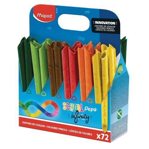 Illustration de : Schoolpack 72 crayons couleurs school'peps infinity - Maped