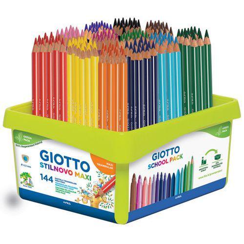 Illustration de : Schoolpack 144 crayons de couleurs stilnono maxi - Giotto