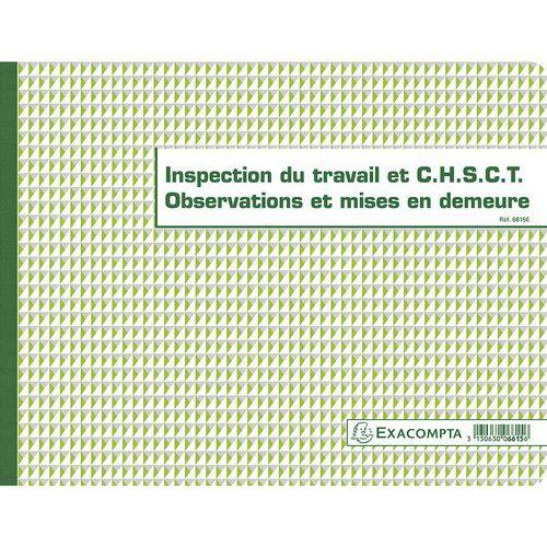 Illustration de : Registre de l'Inspection du travail et du CHSCT - folioté - 16 pages